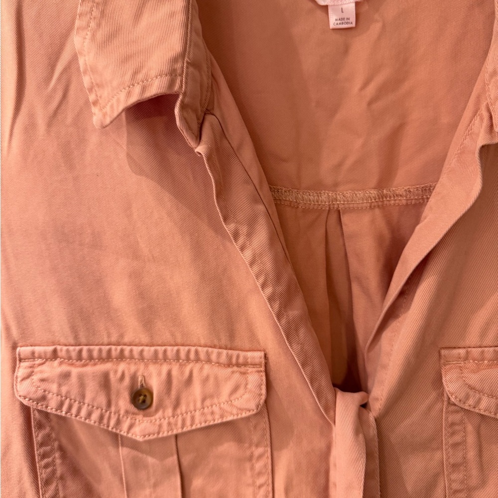 Wild Rose Peach Button-Up Midi Dress - Picture 4 of 4